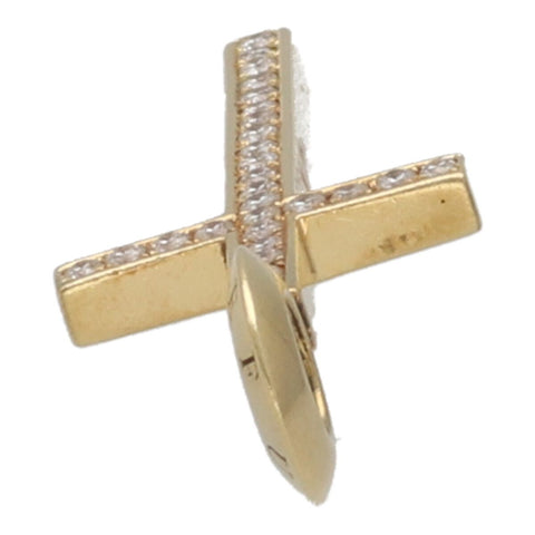 【中古】 EYEFUNNY アイファニー フラットクロス S HFC002 K18 イエローゴールド ダイヤモンド ネックレス ペンダント チャーム トップ 23036057 RS