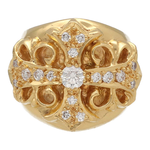 【中古】 CHROME HEARTS クロムハーツ キーパーリング 22K パヴェダイヤ 指輪 アクセサリー クロス ジュエリー メンズ 23037991 AO