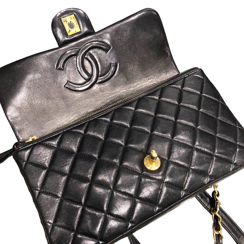 【中古】 CHANEL シャネル  バックパック マトラッセ25 リュック ラムスキン ブラック 23038213 AK