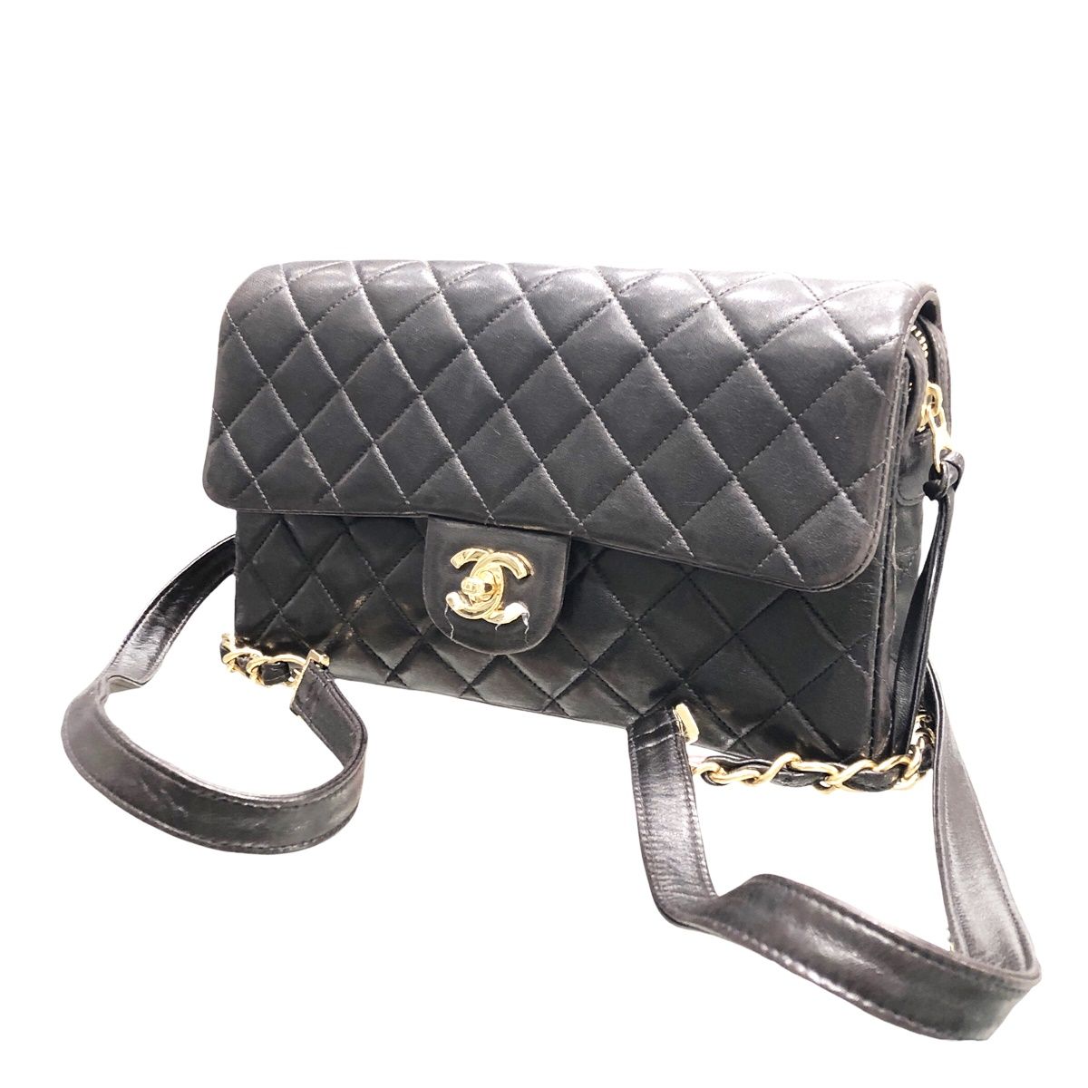 【中古】 CHANEL シャネル  バックパック マトラッセ25 リュック ラムスキン ブラック 23038213 AK