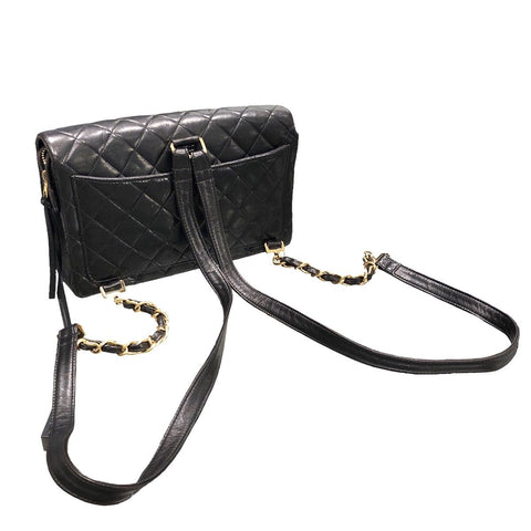 【中古】 CHANEL シャネル  バックパック マトラッセ25 リュック ラムスキン ブラック 23038213 AK