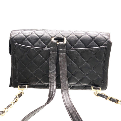 【中古】 CHANEL シャネル  バックパック マトラッセ25 リュック ラムスキン ブラック 23038213 AK