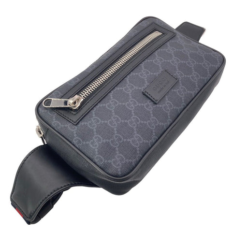 【中古】 GUCCI グッチ  GGスプリーム ボディバッグ・ウエストポーチ 474293 ブラック メンズ ベルトバッグ 23040838 AS