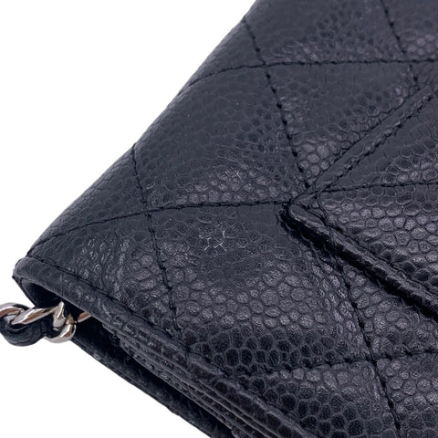 【中古】 CHANEL シャネル  レディース財布 マトラッセ AP0250 ココマーク チェーンウォレット キャビアスキン ブラック 23041543 AK