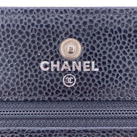 【中古】 CHANEL シャネル  レディース財布 マトラッセ AP0250 ココマーク チェーンウォレット キャビアスキン ブラック 23041543 AK