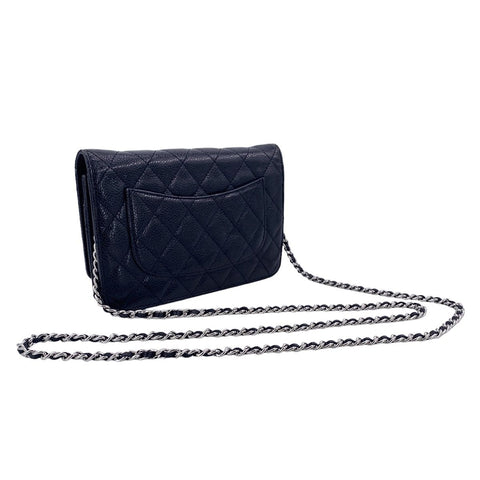 【中古】 CHANEL シャネル  レディース財布 マトラッセ AP0250 ココマーク チェーンウォレット キャビアスキン ブラック 23041543 AK