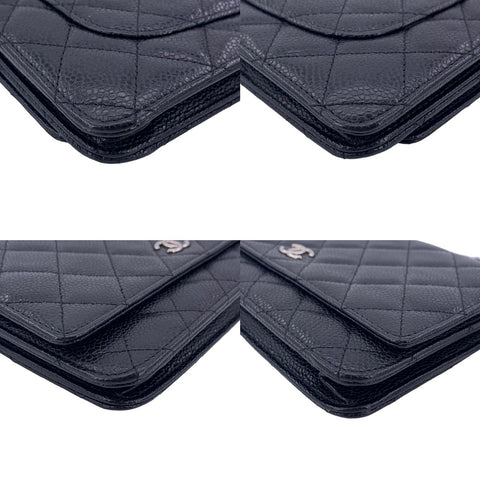 【中古】 CHANEL シャネル  レディース財布 マトラッセ AP0250 ココマーク チェーンウォレット キャビアスキン ブラック 23041543 AK