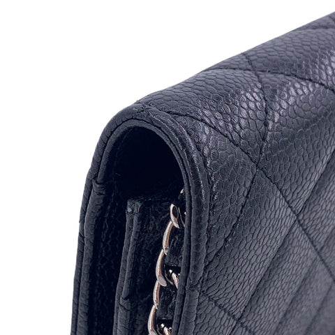 【中古】 CHANEL シャネル  レディース財布 マトラッセ AP0250 ココマーク チェーンウォレット キャビアスキン ブラック 23041543 AK