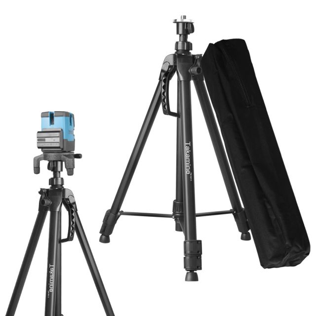 【新品】エレベーター三脚 ハンドル式 レーザー墨出し器用/測量機器用/屋内屋外両用 気泡管 収納袋 軽量アルミ合金製 TK-1011JP