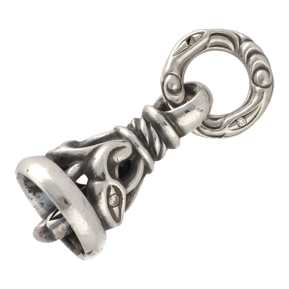【中古】 LONE-ONES ロンワンズ クレーンベル 4PD ダイヤモンド ミディアム M ネックレス ペンダント シルバー アクセサリー 21011202 AO