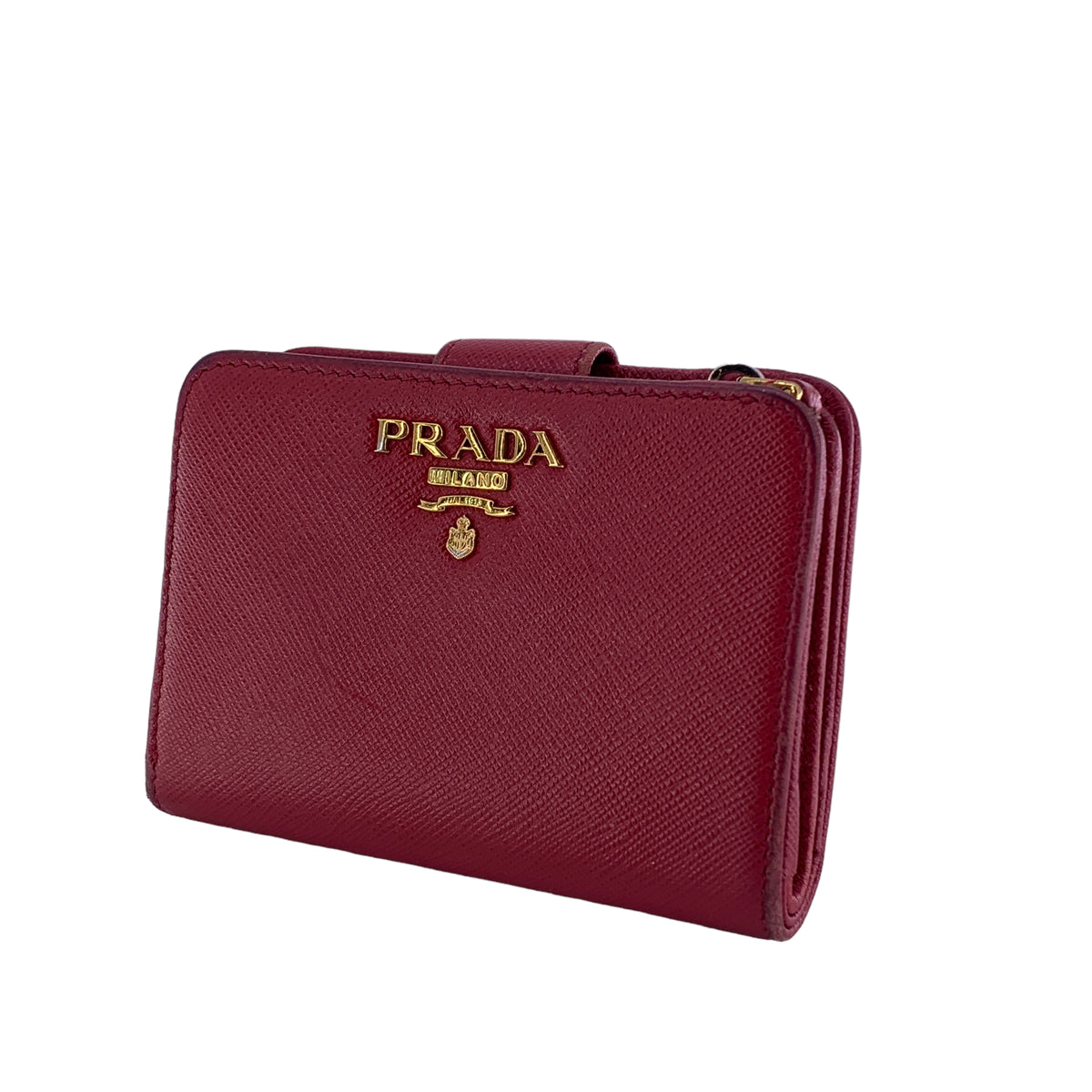 【中古】 PRADA プラダ  レディース財布  1ML018  二つ折り財布 サフィアーノ 赤　レディース  21014646 MK