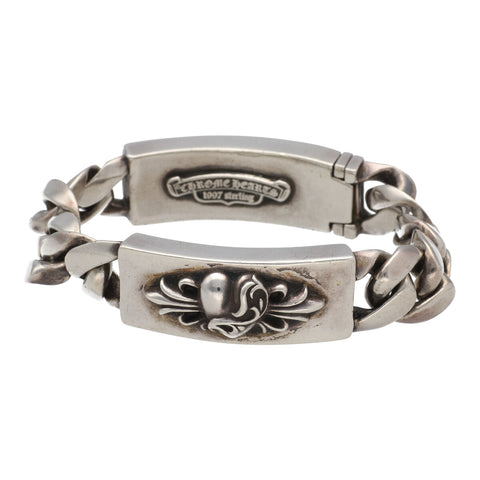 【中古】 CHROME HEARTS クロムハーツ ダブルIDブレスレット フローラルクロス フローラルクロスハート 8リンク バングル シルバー アクセサリー 21033952 AO