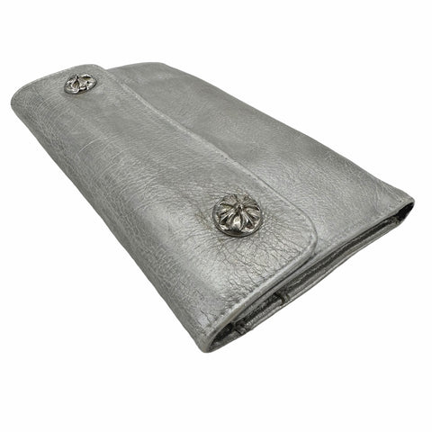 【中古】 CHROME HEARTS クロムハーツ ウェーブウォレット クロスボール メタリックシルバー メンズ 財布 ウォレット 三つ折り 21047150 MY