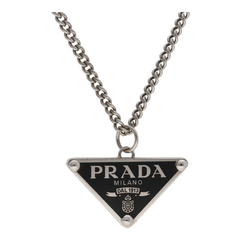 【中古】 PRADA プラダ トライアングルロゴ ネックレス 1JC826 Ag925 シルバー ペンダント 22004596 DS