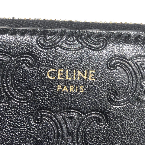 【中古】 CELINE セリーヌ  トリオンフ  フツク付き コインパース  小銭入れ ブラック レザー 10C663 22007723 HO