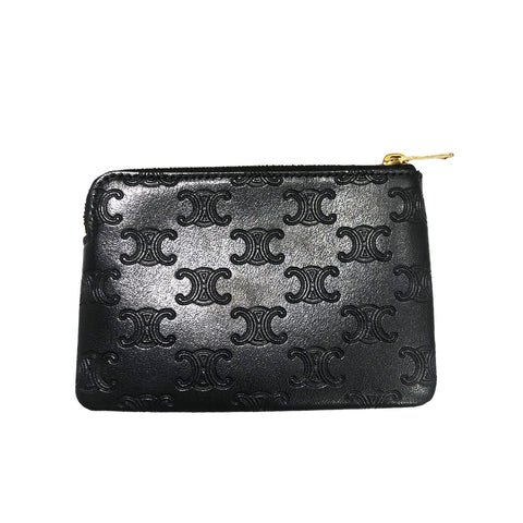 【中古】 CELINE セリーヌ  トリオンフ  フツク付き コインパース  小銭入れ ブラック レザー 10C663 22007723 HO