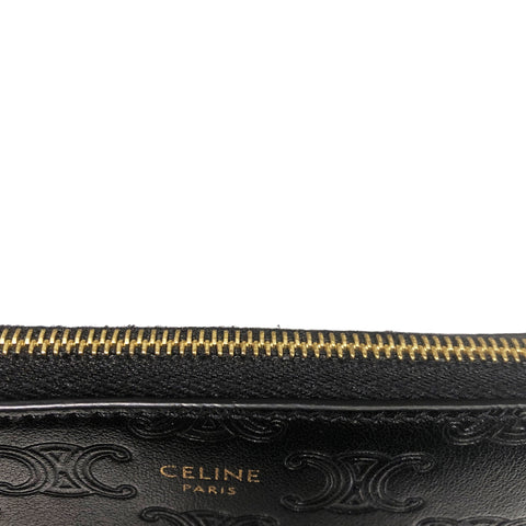 【中古】 CELINE セリーヌ  トリオンフ  フツク付き コインパース  小銭入れ ブラック レザー 10C663 22007723 HO