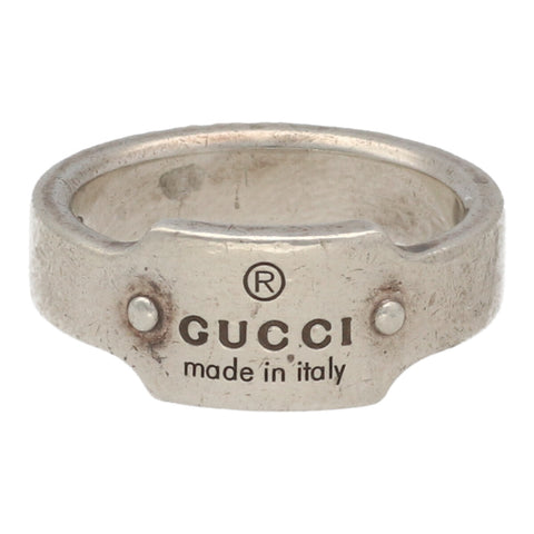 【中古】 GUCCI グッチ ロゴ プレートリング 15号 Ag925 シルバー 指輪 22031391 DS