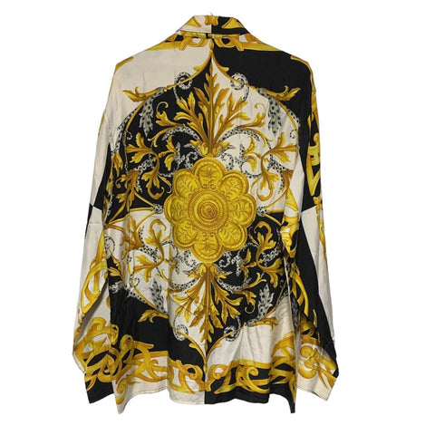 【中古】 VERSACE ヴェルサーチ バロック総柄 シルク シャツ A84050 トップス 長袖シャツ ワイシャツ ドレスシャツ メンズ オーバーサイズ 22034275 AO