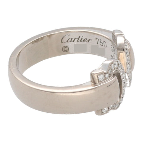 【中古】Cartier カルティエ 指輪 B4071000 ２Cリング ブークルセ WG ダイヤモンド 表記サイズ50 14-15号相当  22038771 MK