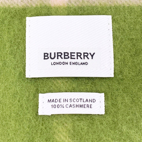 【中古】 BURBERRY バーバリー  レディースマフラー・ストール  8022679 カシミア チェック グリーン マフラー 22040405 YM