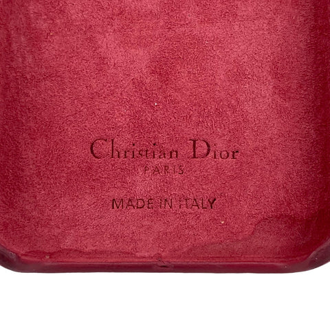 【中古】 Christian Dior クリスチャン・ディオール  カナージュ チェーン付 iPhone12 ケースカバー 赤  22044615 AS