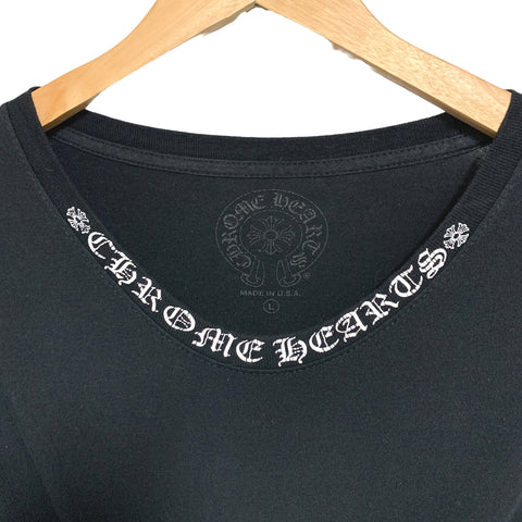 【中古】 CHROME HEARTS クロムハーツ  Tシャツ・カットソー ネックロゴ プリント ロング Tシャツ  ネックロゴプリント ロングTシャツ BK 22045508 YU