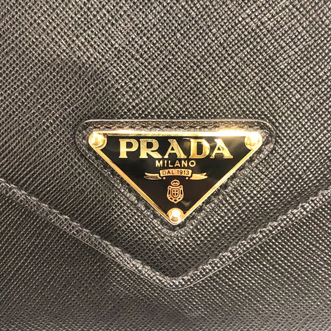 【中古】 PRADA プラダ 1BD200 フラップチェーンショルダーバッグ サフィアーノ ブラック 22045596 AK