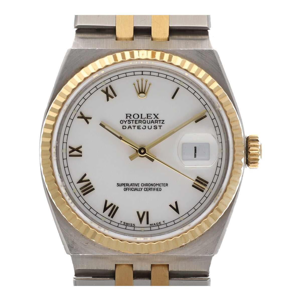 【中古】 ROLEX ロレックス デイトジャスト メンズ 腕時計  17013 オイスタークォーツ ローマン文字盤 コンビ 腕時計 SS K18 23000427 AO
