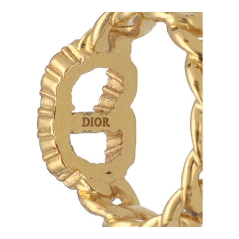 【中古】 Christian Dior クリスチャン・ディオールラインストーン ロゴリング GP ゴールド 指輪 12号 23001912 DS