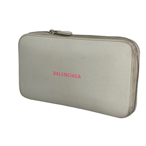 【中古】 BALENCIAGA バレンシアガ メンズ ラウンドジップウォレット 白 長財布 23002122 AS