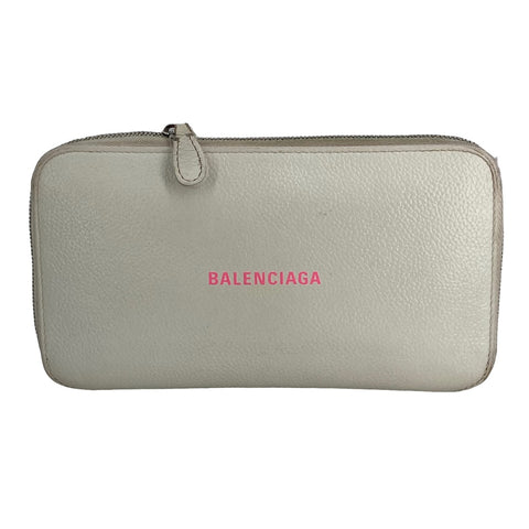 【中古】 BALENCIAGA バレンシアガ メンズ ラウンドジップウォレット 白 長財布 23002122 AS