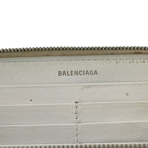 【中古】 BALENCIAGA バレンシアガ メンズ ラウンドジップウォレット 白 長財布 23002122 AS