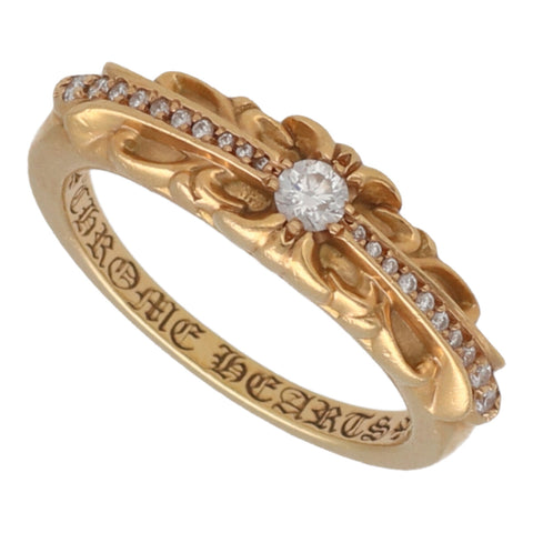 【中古】 CHROME HEARTS クロムハーツ ベイビー クラシック フローラルクロス リング 13号 22K ダイヤモンド パヴェ 指輪 23005526 RS