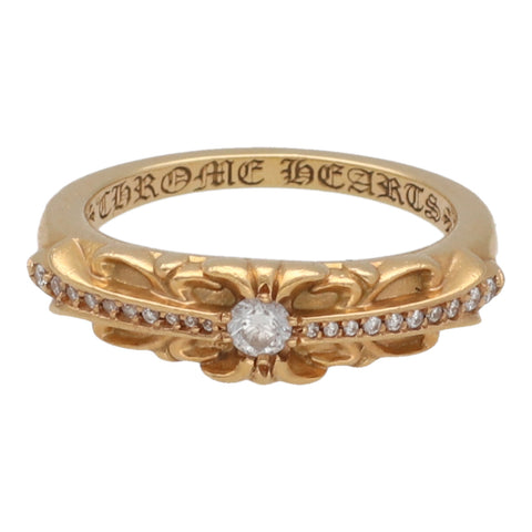 【中古】 CHROME HEARTS クロムハーツ ベイビー クラシック フローラルクロス リング 13号 22K ダイヤモンド パヴェ 指輪 23005526 RS