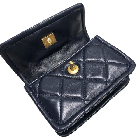 【中古】 CHANEL シャネル  ショルダーバッグ マトラッセ  ミニ マトラッセ ディープブルー 23008897 AK