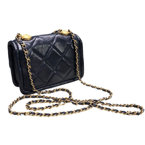 【中古】 CHANEL シャネル  ショルダーバッグ マトラッセ  ミニ マトラッセ ディープブルー 23008897 AK