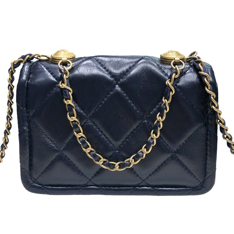 【中古】 CHANEL シャネル  ショルダーバッグ マトラッセ  ミニ マトラッセ ディープブルー 23008897 AK