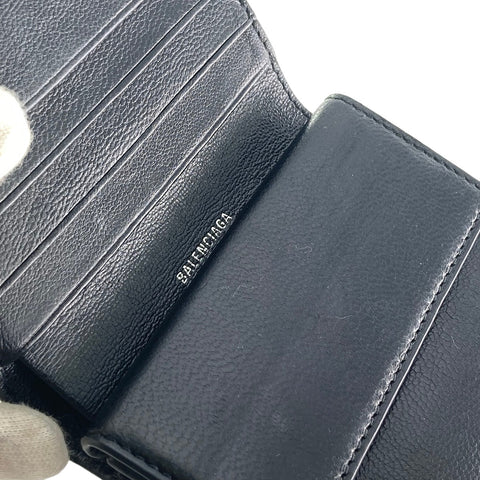 【中古】 BALENCIAGA バレンシアガ  CASH FLAPコイン＆カードホルダー メンズ ２つ折り財布 黒 594216 23010210 AS