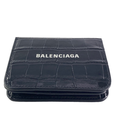 【中古】 BALENCIAGA バレンシアガ  CASH FLAPコイン＆カードホルダー メンズ ２つ折り財布 黒 594216 23010210 AS