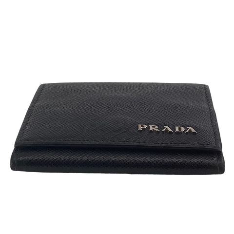 【中古】 PRADA プラダ サフィアーノレザー 折り畳みコインケース 黒  メンズ 23010402 AS