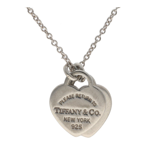 【中古】 Tiffany ＆ Co. ティファニー  ネックレス・ペンダント ダブル ハート タグ 60014128 SV　ピンク　ネックレス 23012318 LI