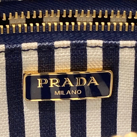 【中古】 PRADA プラダ カナパ コスメポーチ ネイビーブルー アクセサリーポーチ レディース 23012380 AS