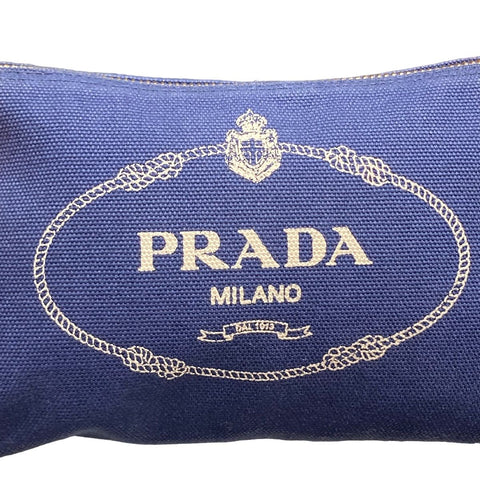 【中古】 PRADA プラダ カナパ コスメポーチ ネイビーブルー アクセサリーポーチ レディース 23012380 AS