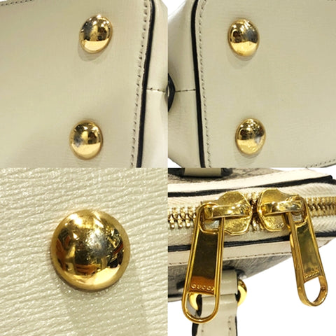 【中古】 GUCCI グッチ   GGスプリーム ホースビット トップハンドルバッグ 621220 ２way ハンドバッグ キャンバス レザー ホワイト 23012814 HO