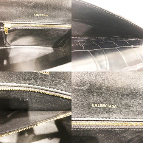 【中古】 BALENCIAGA バレンシアガ アワーグラス ハンドバッグ クロコ型押し 593546 ハンドバッグ ショルダー ２WAY 23013885 YM