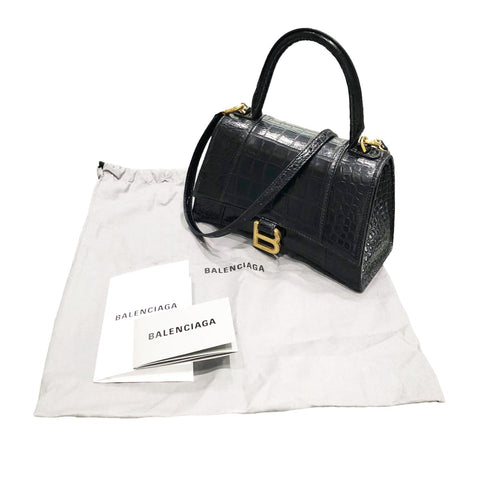 【中古】 BALENCIAGA バレンシアガ アワーグラス ハンドバッグ クロコ型押し 593546 ハンドバッグ ショルダー ２WAY 23013885 YM