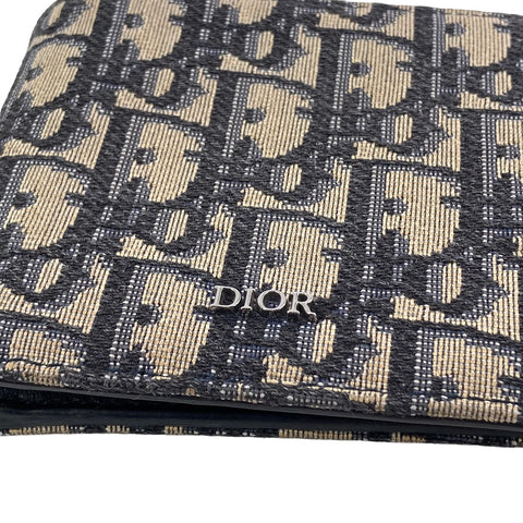 【中古】 Christian Dior クリスチャン・ディオール  コインケース付きウォレット オブリーク ジャカード メンズ ２つ折り財布 23014302 AS