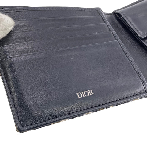 【中古】 Christian Dior クリスチャン・ディオール  コインケース付きウォレット オブリーク ジャカード メンズ ２つ折り財布 23014302 AS