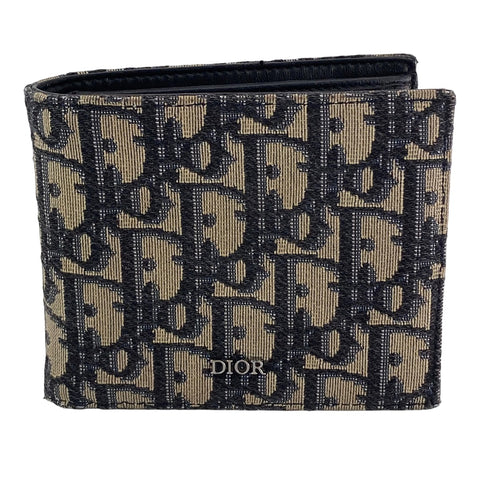 【中古】 Christian Dior クリスチャン・ディオール  コインケース付きウォレット オブリーク ジャカード メンズ ２つ折り財布 23014302 AS